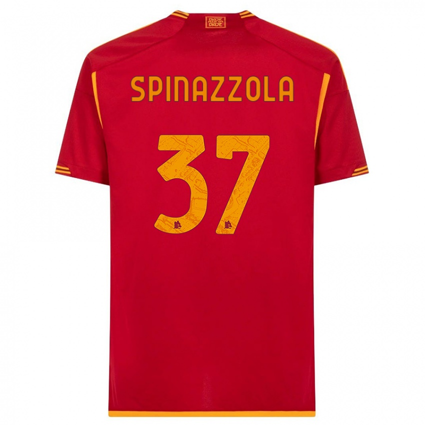 Męski Leonardo Spinazzola #37 Czerwony Domowa Koszulka 2023/24 Koszulki Klubowe