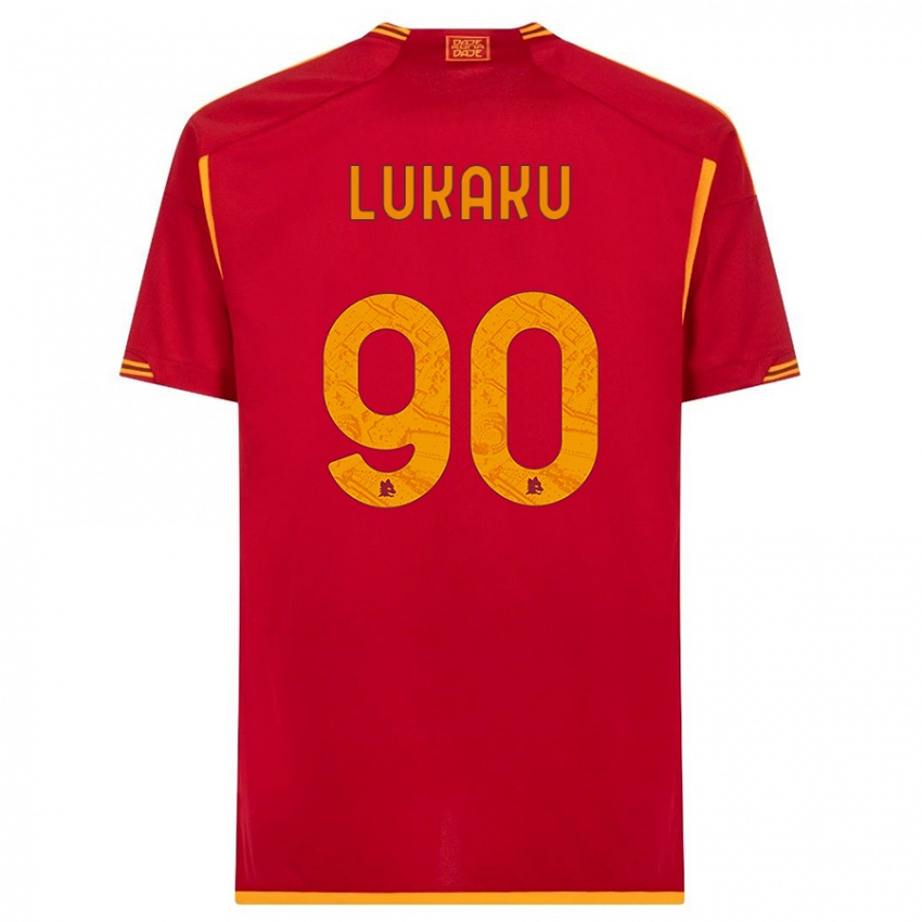 Męski Romelu Lukaku #90 Czerwony Domowa Koszulka 2023/24 Koszulki Klubowe