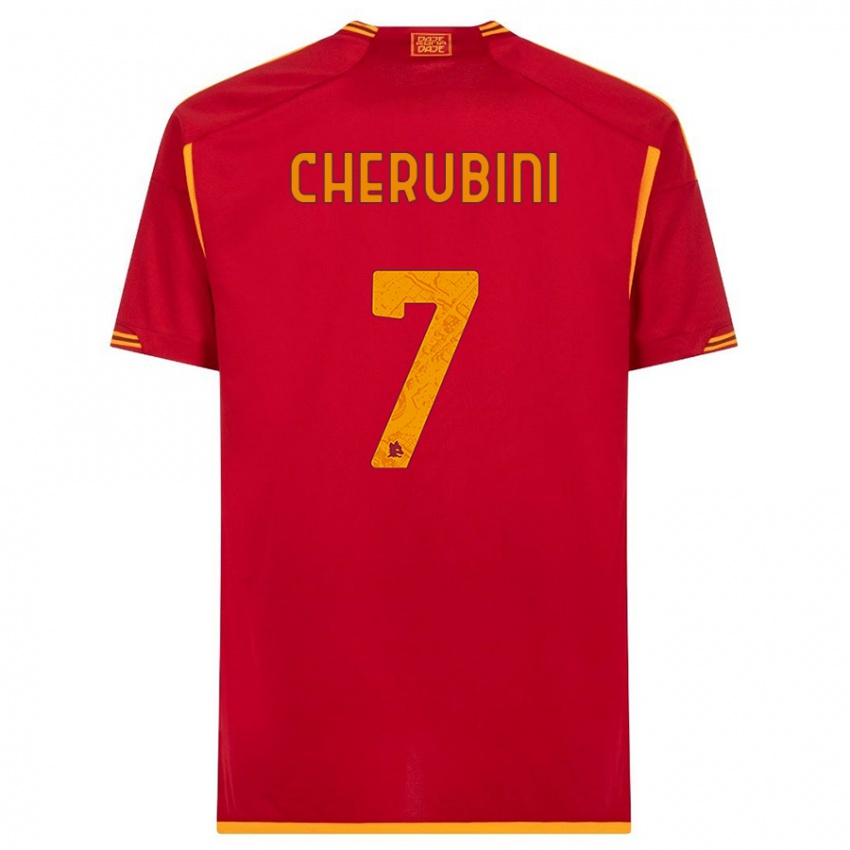 Męski Luigi Cherubini #7 Czerwony Domowa Koszulka 2023/24 Koszulki Klubowe
