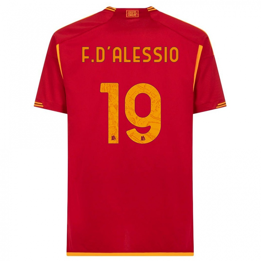 Męski Francesco D'alessio #19 Czerwony Domowa Koszulka 2023/24 Koszulki Klubowe