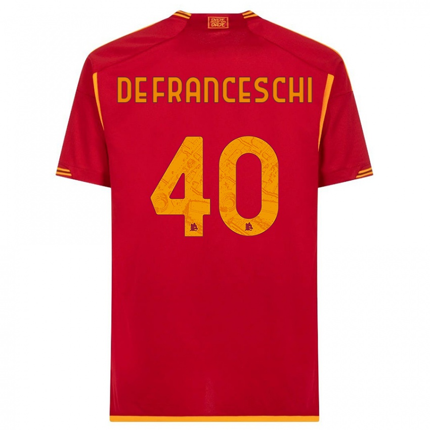 Męski Leonardo De Franceschi #40 Czerwony Domowa Koszulka 2023/24 Koszulki Klubowe