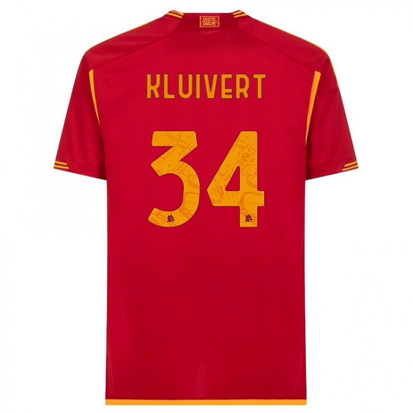 Męski Justin Kluivert #34 Czerwony Domowa Koszulka 2023/24 Koszulki Klubowe
