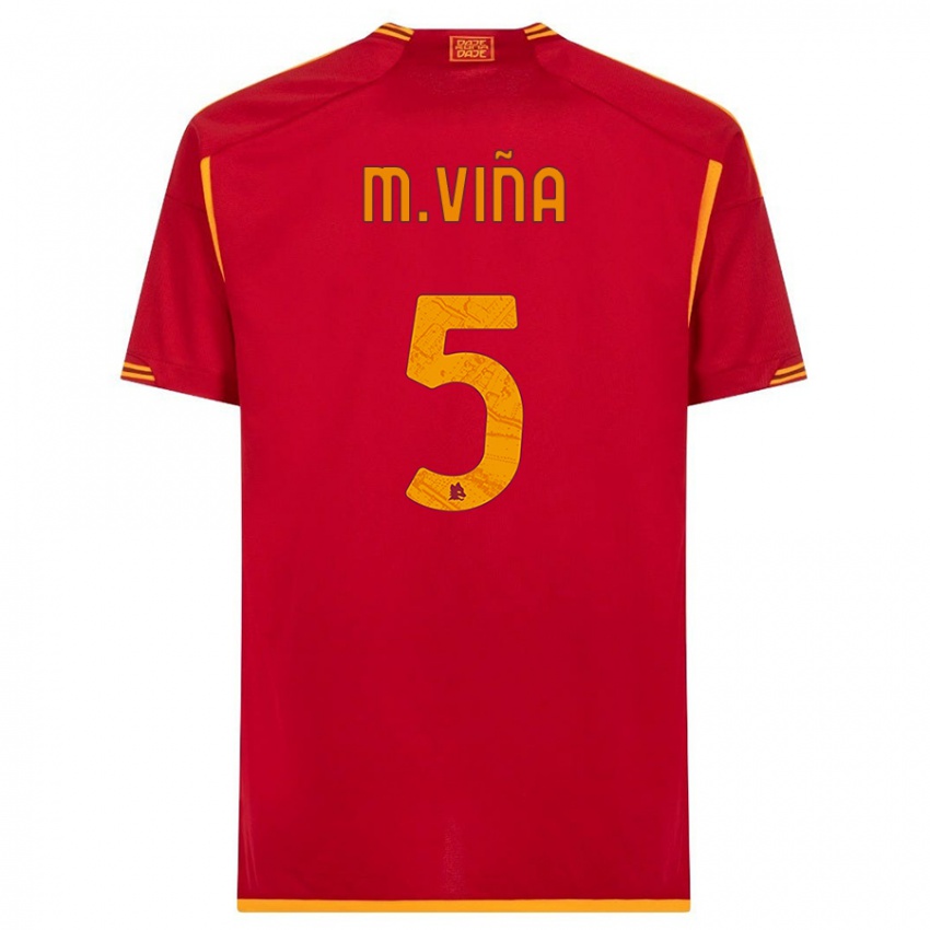 Męski Matias Vina #5 Czerwony Domowa Koszulka 2023/24 Koszulki Klubowe