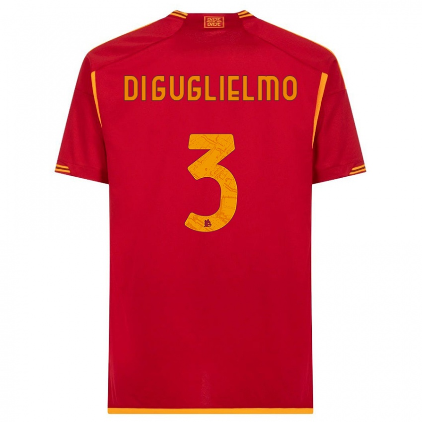 Męski Lucia Di Guglielmo #3 Czerwony Domowa Koszulka 2023/24 Koszulki Klubowe