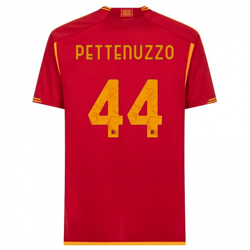 Męski Tecla Pettenuzzo #44 Czerwony Domowa Koszulka 2023/24 Koszulki Klubowe