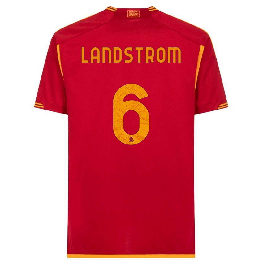 Męski Elin Landstrom #6 Czerwony Domowa Koszulka 2023/24 Koszulki Klubowe