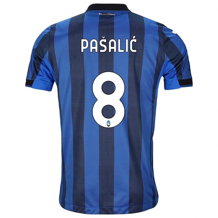 Męski Mario Pasalic #8 Czarno-Niebieski Domowa Koszulka 2023/24 Koszulki Klubowe