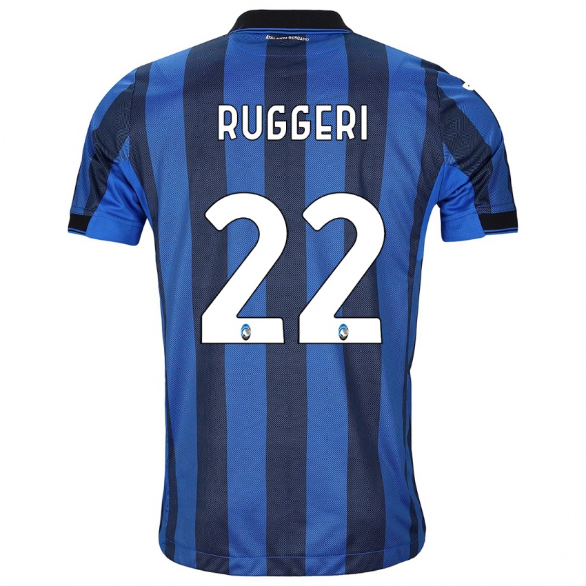 Męski Matteo Ruggeri #22 Czarno-Niebieski Domowa Koszulka 2023/24 Koszulki Klubowe