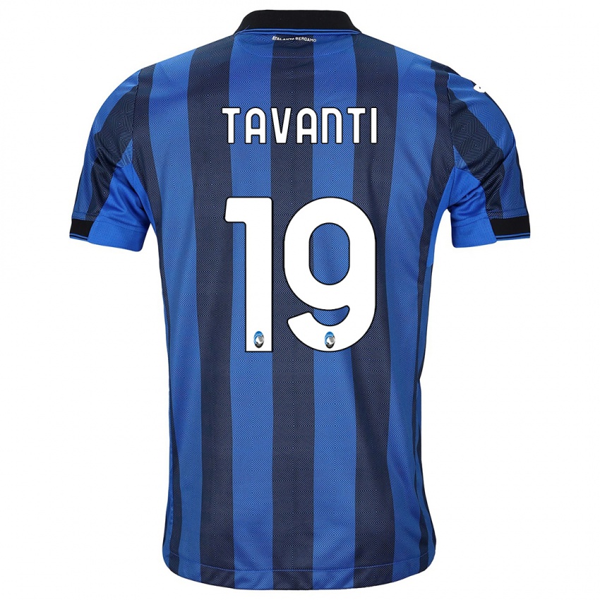 Męski Mattia Tavanti #19 Czarno-Niebieski Domowa Koszulka 2023/24 Koszulki Klubowe
