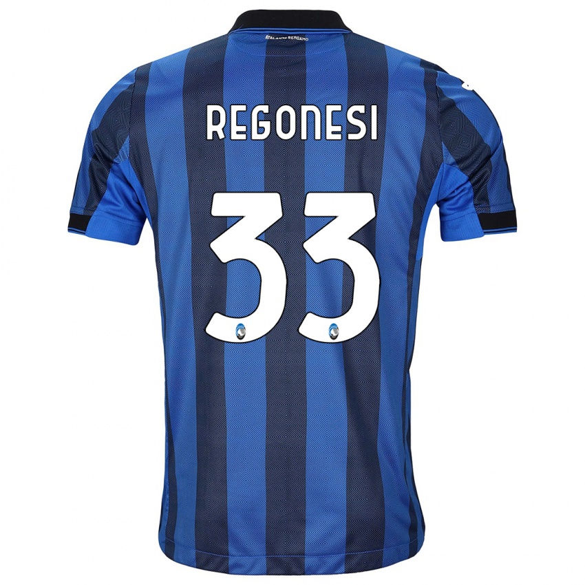Męski Iacopo Regonesi #33 Czarno-Niebieski Domowa Koszulka 2023/24 Koszulki Klubowe