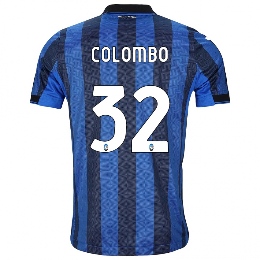 Męski Matteo Colombo #32 Czarno-Niebieski Domowa Koszulka 2023/24 Koszulki Klubowe