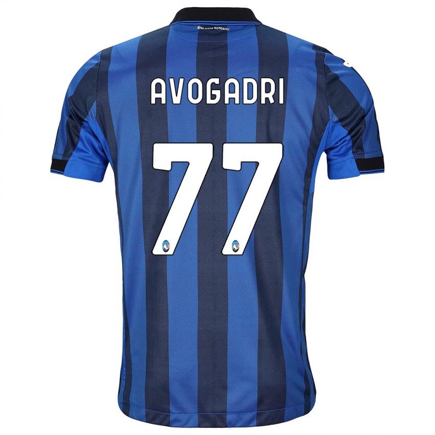 Męski Lorenzo Avogadri #77 Czarno-Niebieski Domowa Koszulka 2023/24 Koszulki Klubowe