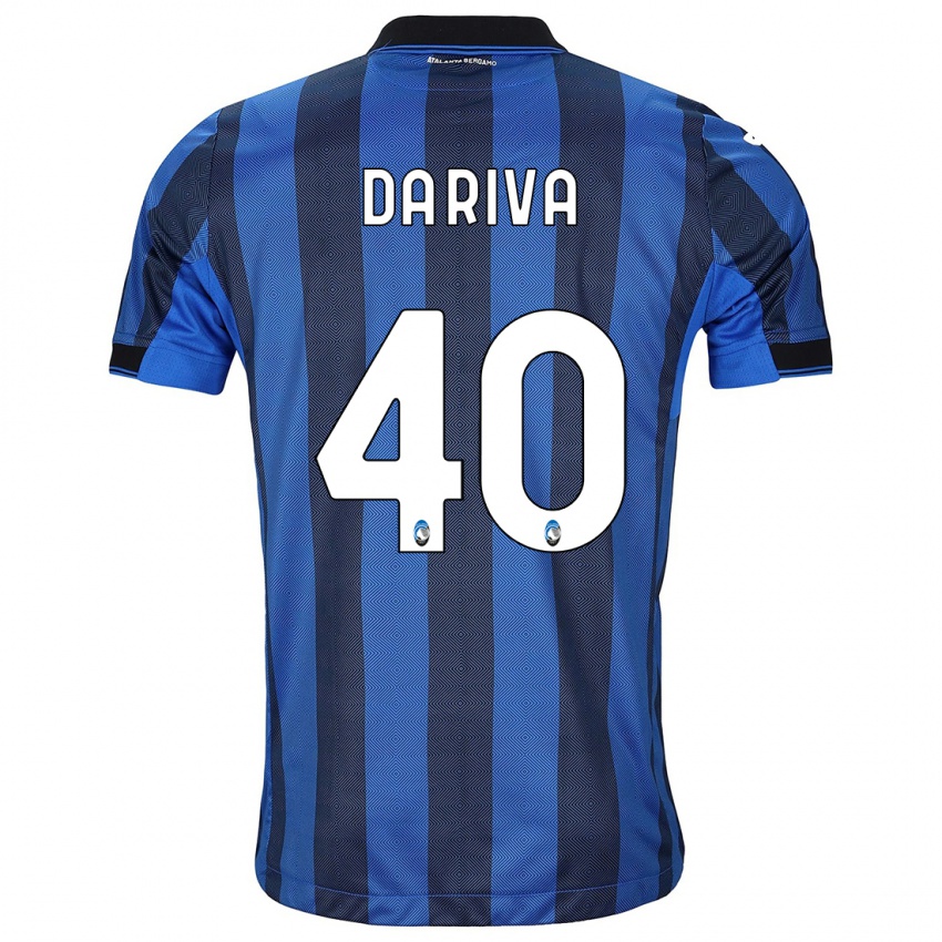 Męski Jacopo Da Riva #40 Czarno-Niebieski Domowa Koszulka 2023/24 Koszulki Klubowe