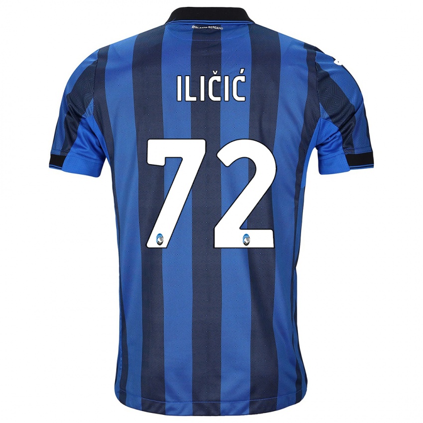 Męski Josip Ilicic #72 Czarno-Niebieski Domowa Koszulka 2023/24 Koszulki Klubowe