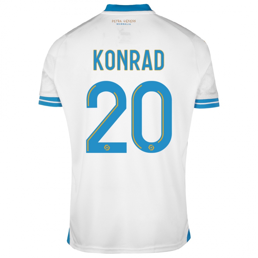 Męski Konrad De La Fuente #20 Biały Domowa Koszulka 2023/24 Koszulki Klubowe