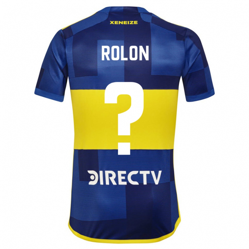 Męski Esteban Rolon #0 Ciemnoniebieski Żółty Domowa Koszulka 2023/24 Koszulki Klubowe