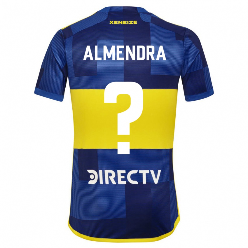 Męski Agustin Almendra #0 Ciemnoniebieski Żółty Domowa Koszulka 2023/24 Koszulki Klubowe