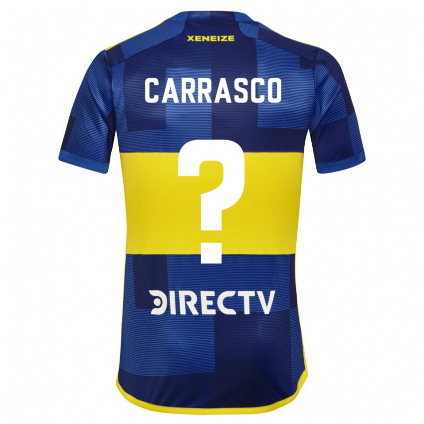 Męski Julian Carrasco #0 Ciemnoniebieski Żółty Domowa Koszulka 2023/24 Koszulki Klubowe