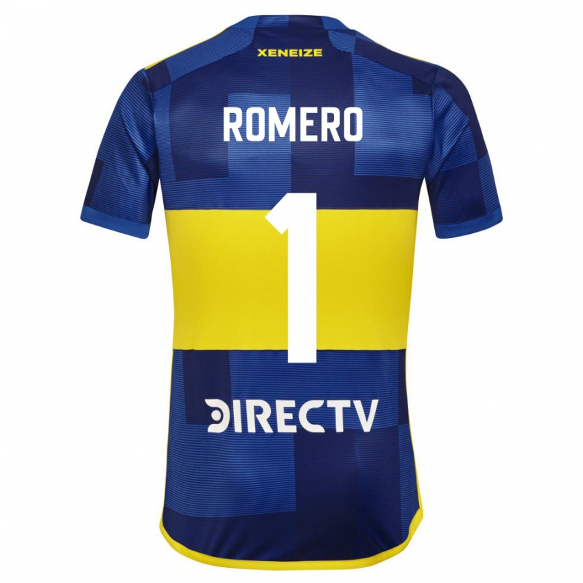 Męski Sergio Romero #1 Ciemnoniebieski Żółty Domowa Koszulka 2023/24 Koszulki Klubowe