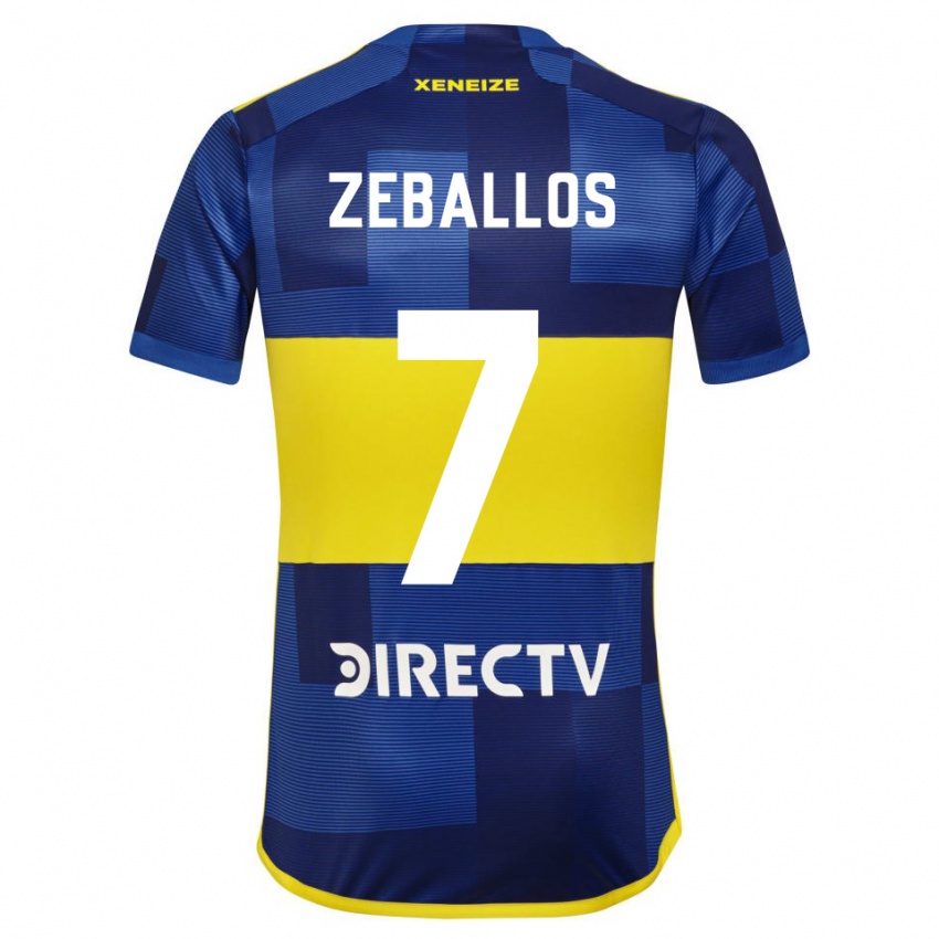 Męski Exequiel Zeballos #7 Ciemnoniebieski Żółty Domowa Koszulka 2023/24 Koszulki Klubowe