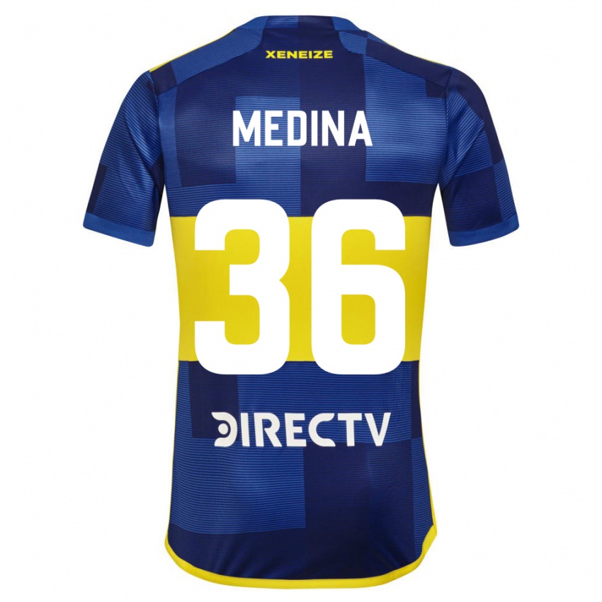 Męski Cristian Medina #36 Ciemnoniebieski Żółty Domowa Koszulka 2023/24 Koszulki Klubowe