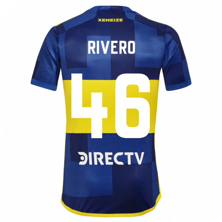 Męski Simon Rivero #46 Ciemnoniebieski Żółty Domowa Koszulka 2023/24 Koszulki Klubowe