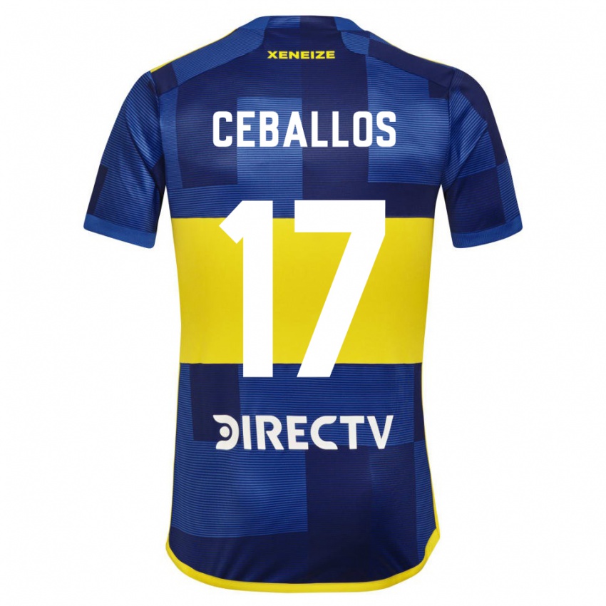 Męski Julián Ceballos #17 Ciemnoniebieski Żółty Domowa Koszulka 2023/24 Koszulki Klubowe