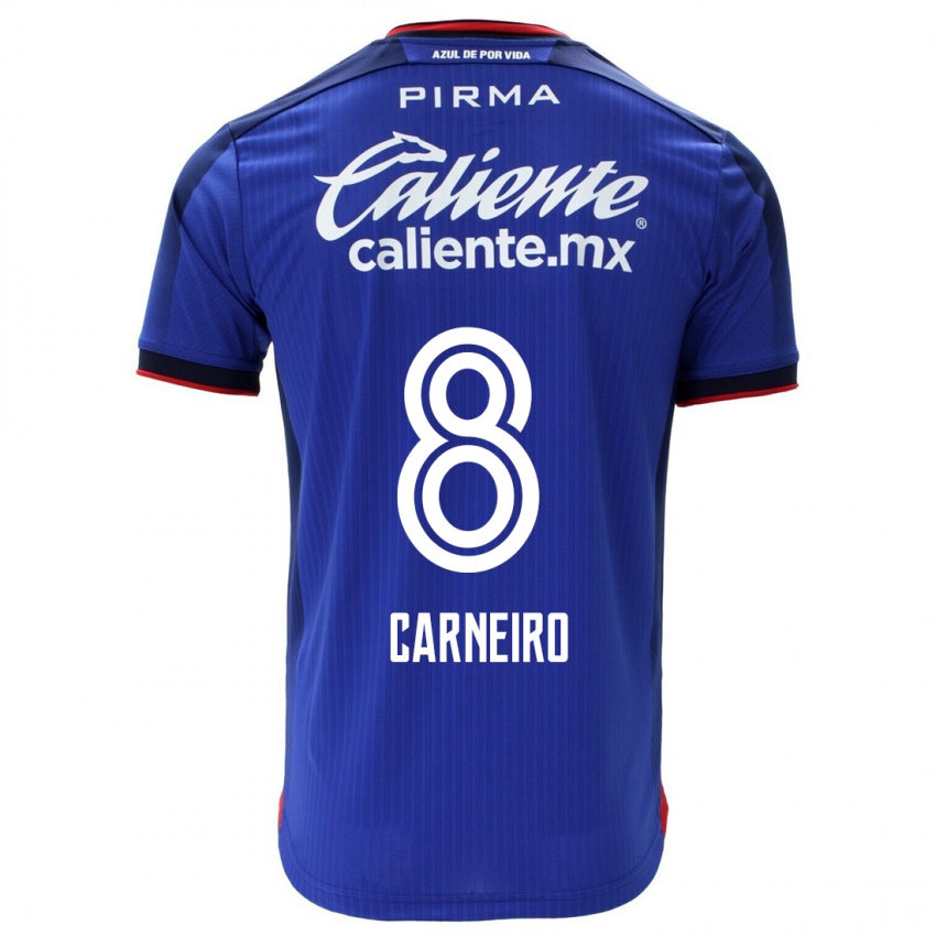 Męski Gonzalo Carneiro #8 Niebieski Domowa Koszulka 2023/24 Koszulki Klubowe