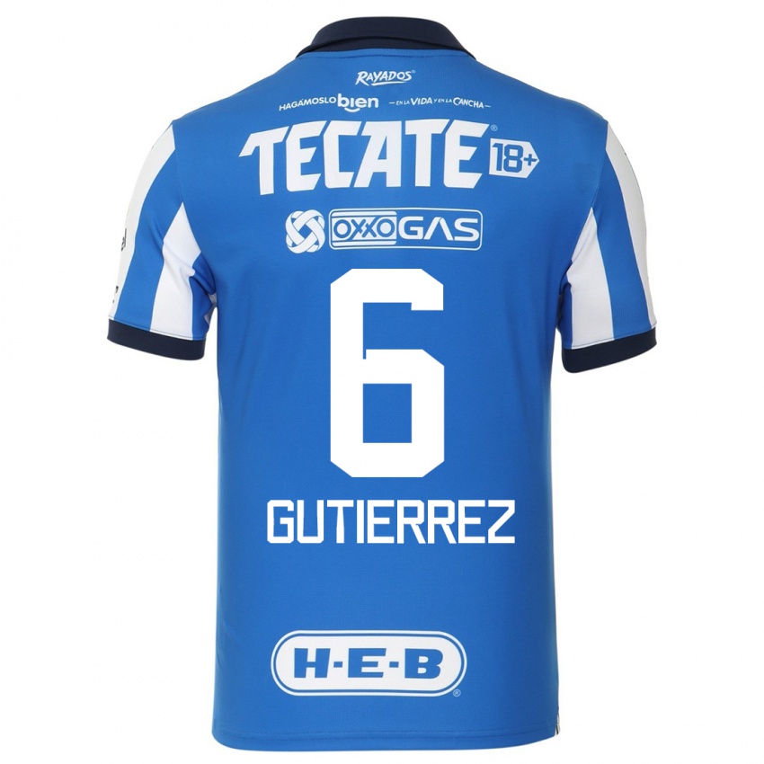 Męski Edson Gutierrez #6 Niebiesko Biały Domowa Koszulka 2023/24 Koszulki Klubowe