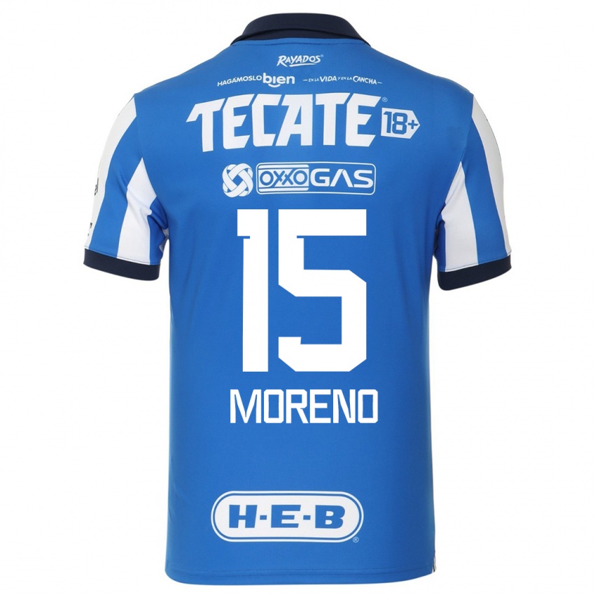 Męski Hector Moreno #15 Niebiesko Biały Domowa Koszulka 2023/24 Koszulki Klubowe