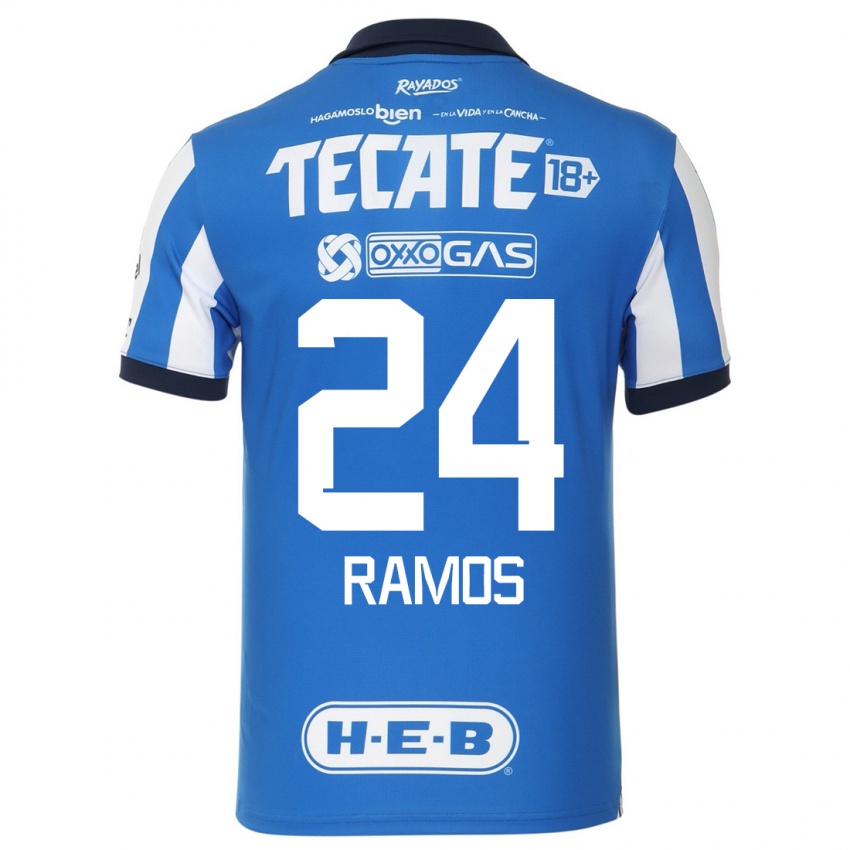 Męski Cesar Ramos #24 Niebiesko Biały Domowa Koszulka 2023/24 Koszulki Klubowe