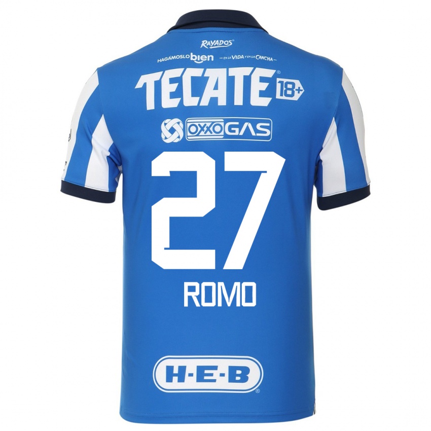 Męski Luis Romo #27 Niebiesko Biały Domowa Koszulka 2023/24 Koszulki Klubowe