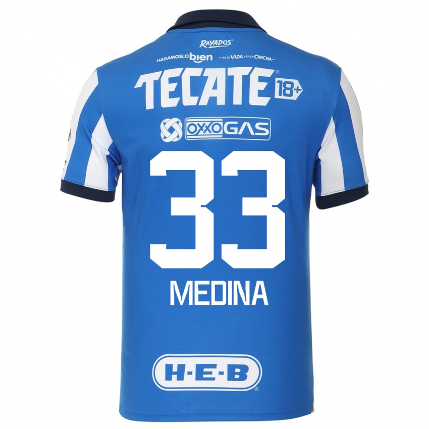 Męski Stefan Medina #33 Niebiesko Biały Domowa Koszulka 2023/24 Koszulki Klubowe