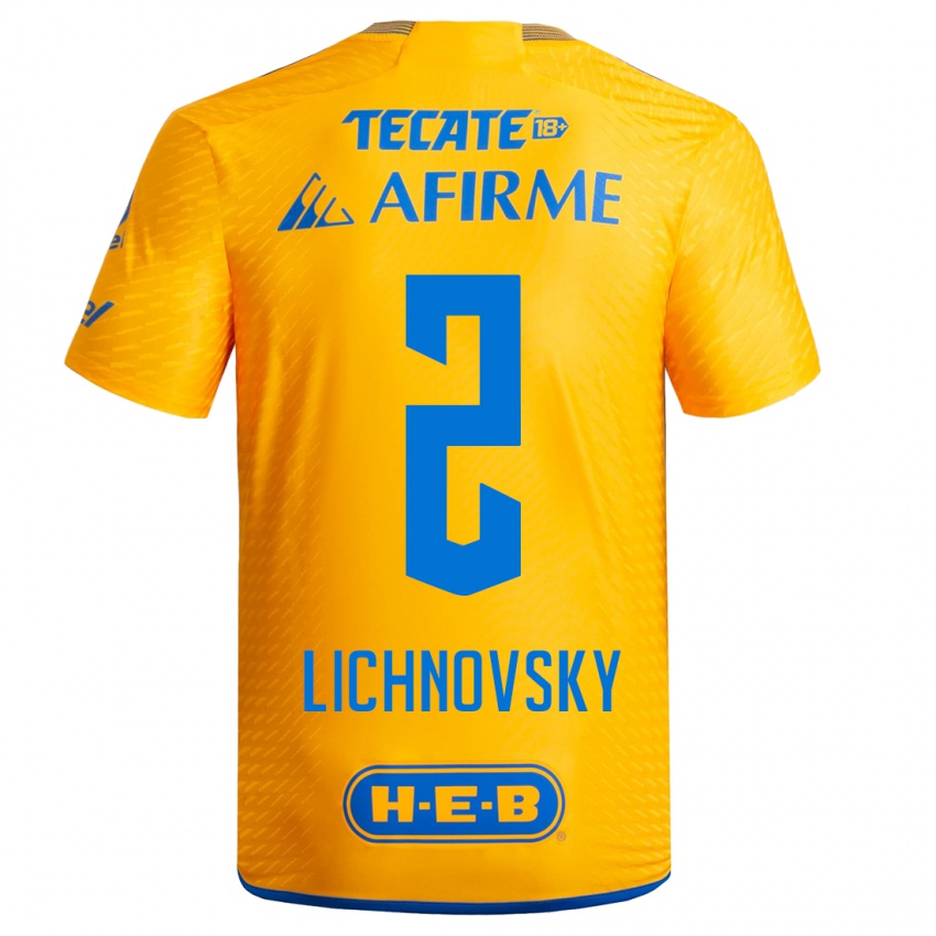 Męski Igor Lichnovsky #2 Żółty Domowa Koszulka 2023/24 Koszulki Klubowe