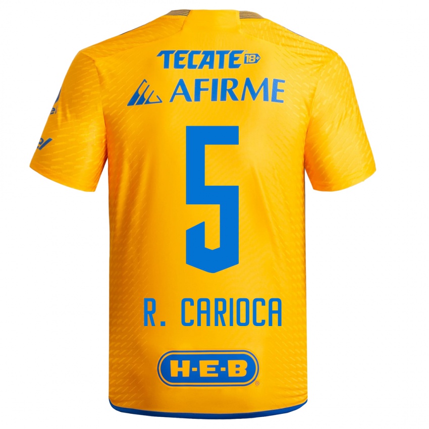 Męski Rafael Carioca #5 Żółty Domowa Koszulka 2023/24 Koszulki Klubowe