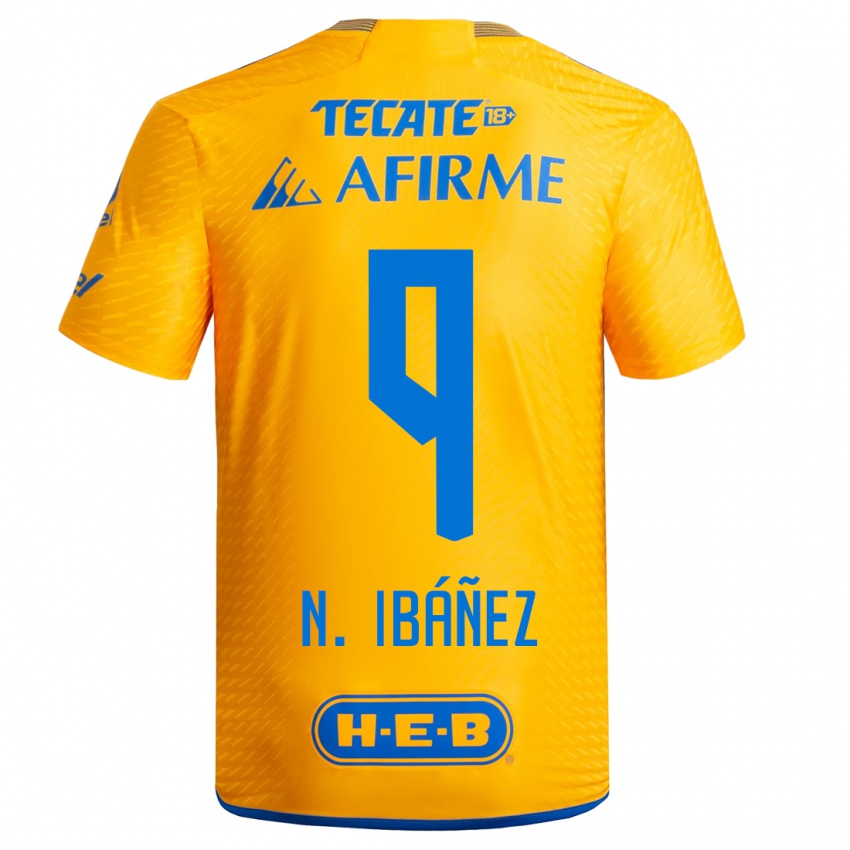 Męski Nicolás Ibáñez #9 Żółty Domowa Koszulka 2023/24 Koszulki Klubowe