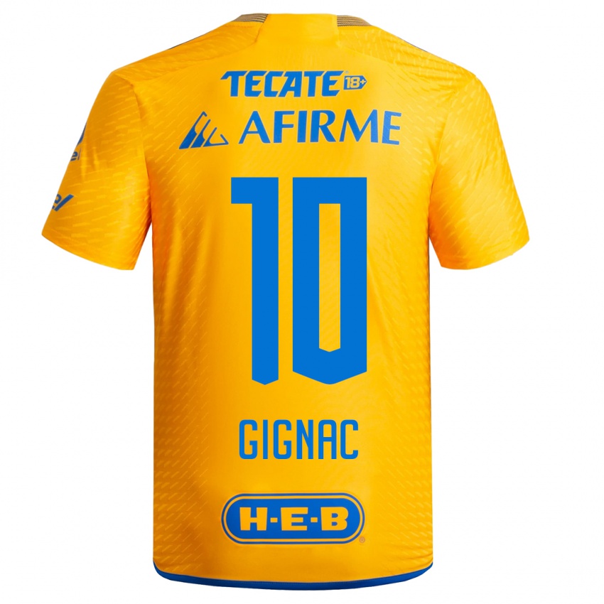 Męski Andre-Pierre Gignac #10 Żółty Domowa Koszulka 2023/24 Koszulki Klubowe