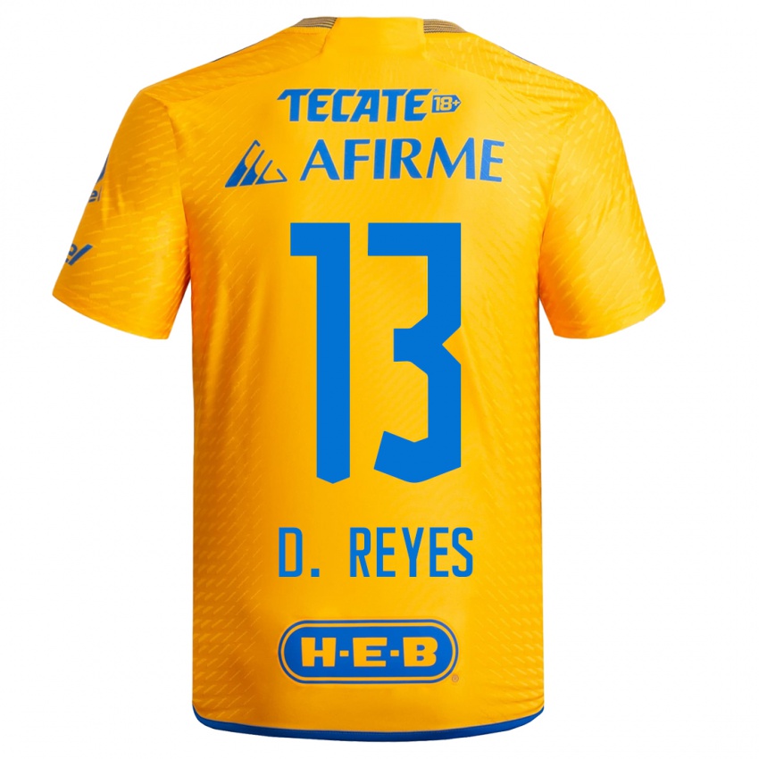 Męski Diego Reyes #13 Żółty Domowa Koszulka 2023/24 Koszulki Klubowe