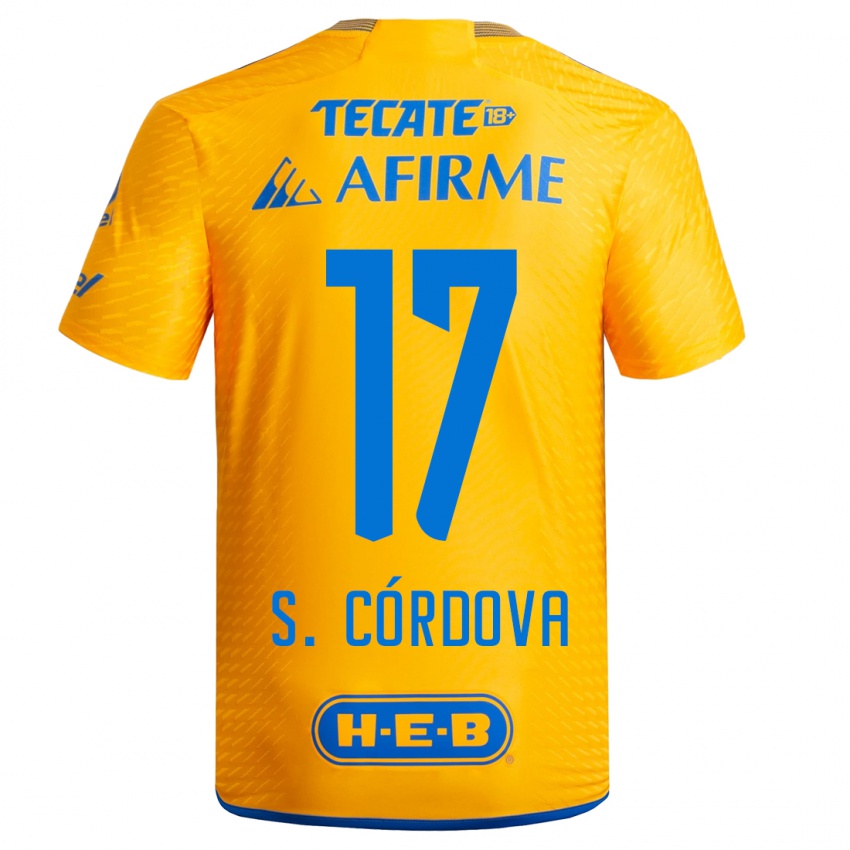 Męski Sebastian Cordova #17 Żółty Domowa Koszulka 2023/24 Koszulki Klubowe