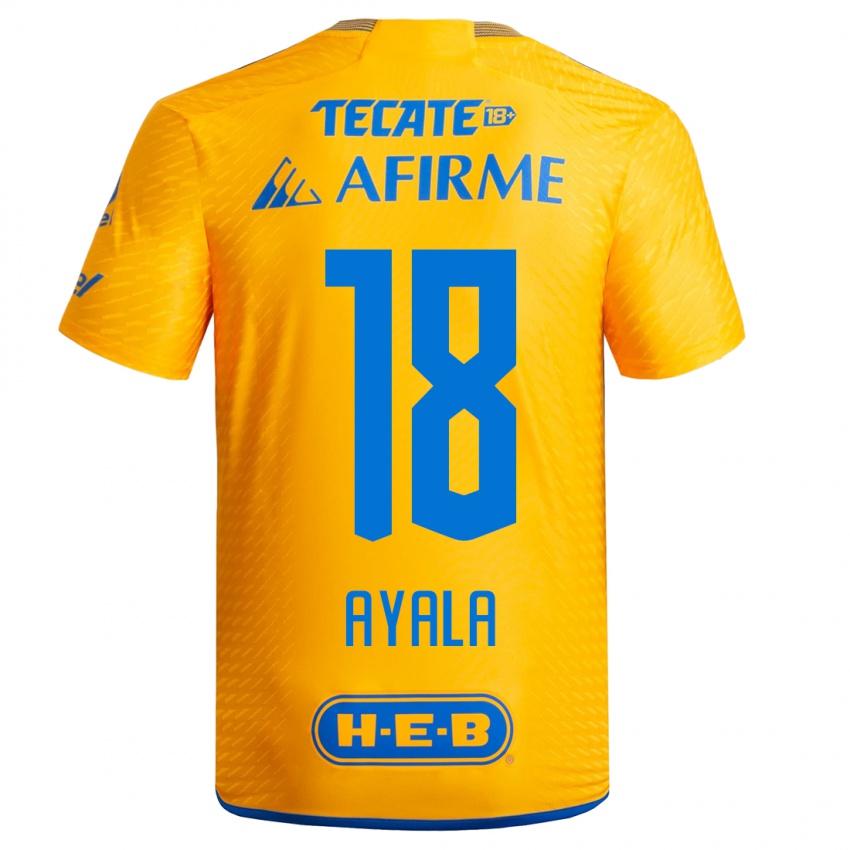 Męski David Ayala #18 Żółty Domowa Koszulka 2023/24 Koszulki Klubowe