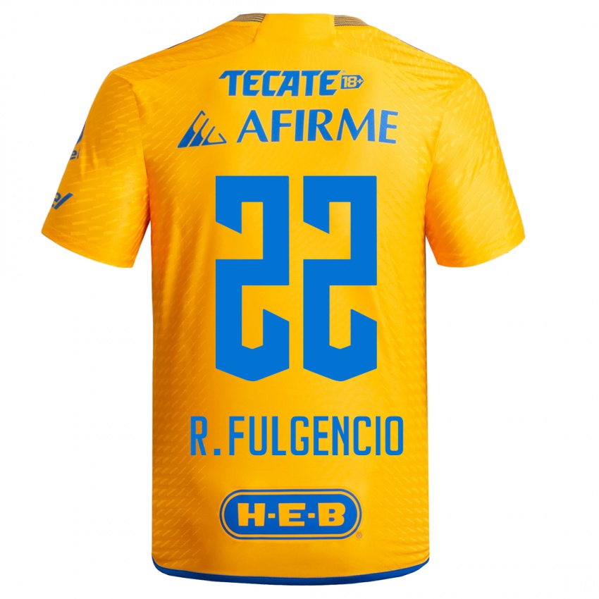Męski Raymundo Fulgencio #22 Żółty Domowa Koszulka 2023/24 Koszulki Klubowe