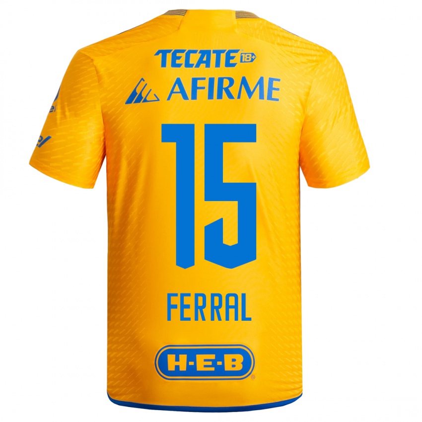 Męski Cristina Ferral #15 Żółty Domowa Koszulka 2023/24 Koszulki Klubowe