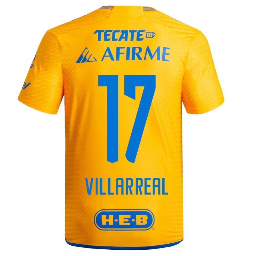 Męski Natalia Villarreal #17 Żółty Domowa Koszulka 2023/24 Koszulki Klubowe