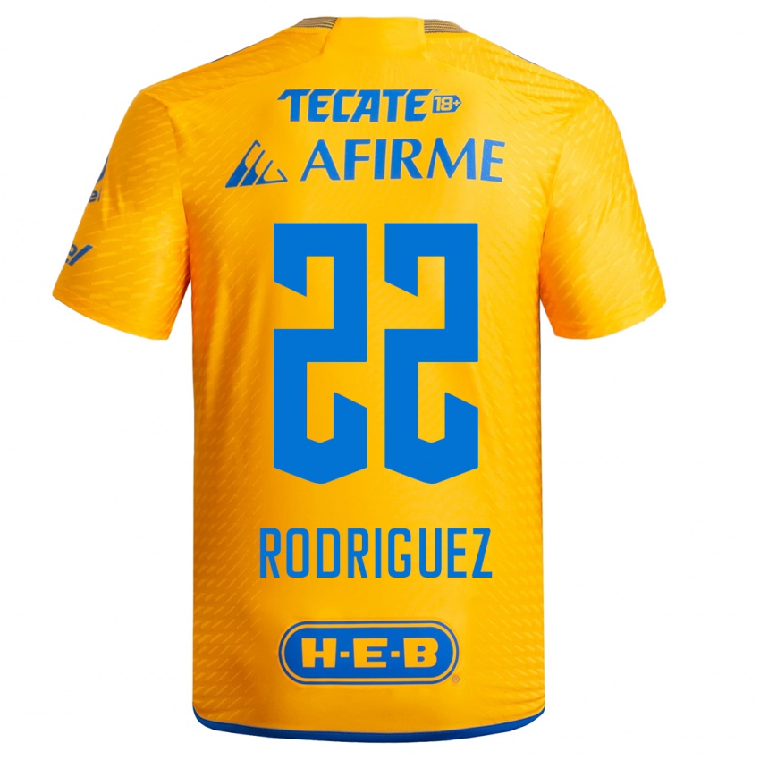 Męski Anika Rodriguez #22 Żółty Domowa Koszulka 2023/24 Koszulki Klubowe