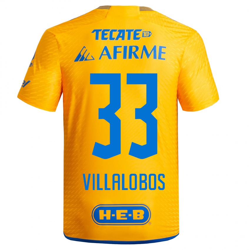 Męski Vania Villalobos #33 Żółty Domowa Koszulka 2023/24 Koszulki Klubowe