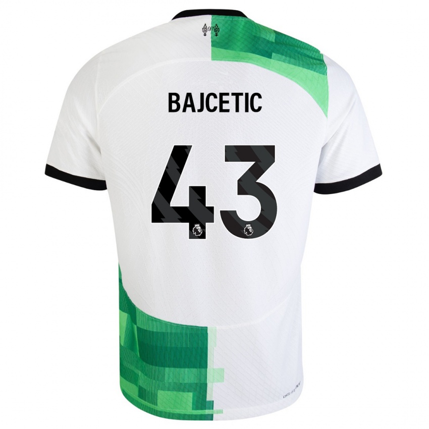 Męski Stefan Bajcetic #43 Biały Zielony Wyjazdowa Koszulka 2023/24 Koszulki Klubowe