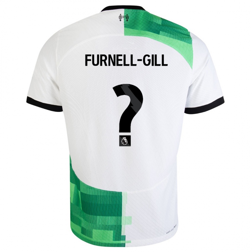 Męski Luca Furnell-Gill #0 Biały Zielony Wyjazdowa Koszulka 2023/24 Koszulki Klubowe