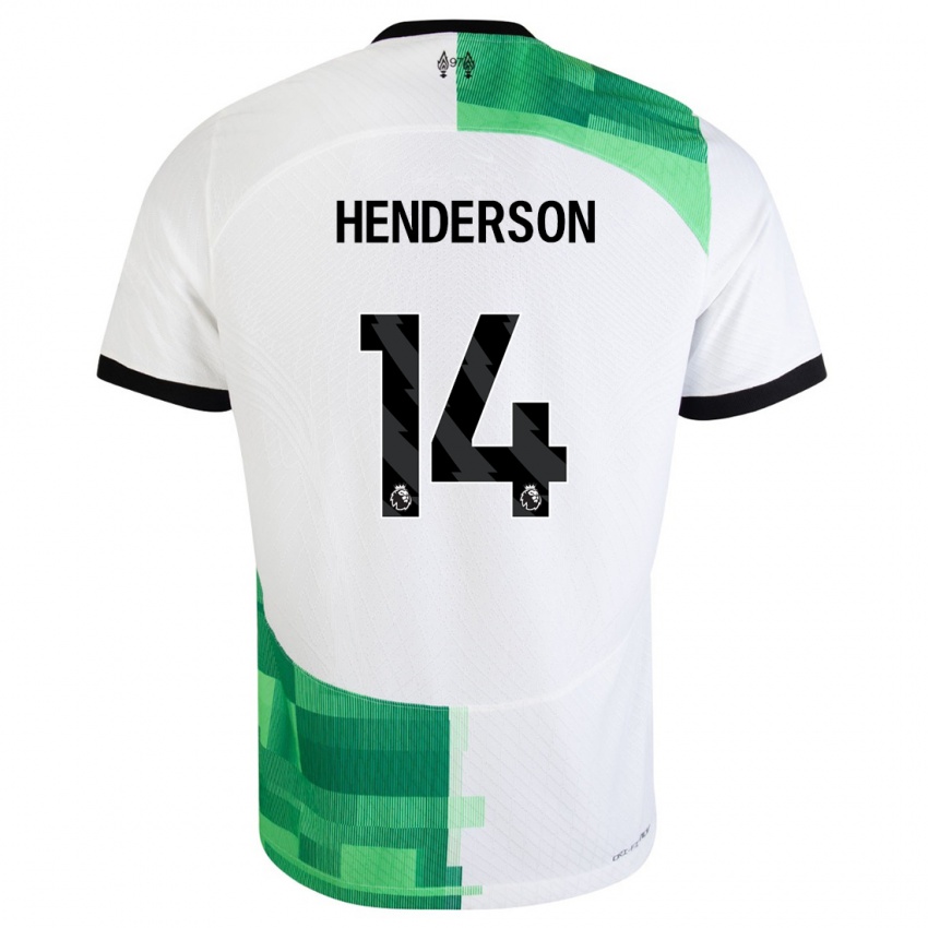 Męski Henderson #14 Biały Zielony Wyjazdowa Koszulka 2023/24 Koszulki Klubowe