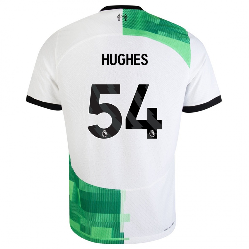 Męski Liam Hughes #54 Biały Zielony Wyjazdowa Koszulka 2023/24 Koszulki Klubowe