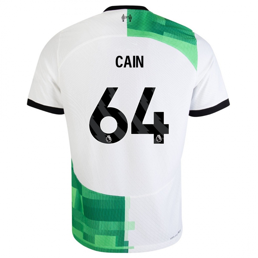 Męski Jake Cain #64 Biały Zielony Wyjazdowa Koszulka 2023/24 Koszulki Klubowe